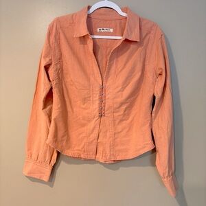 We The Free Peach western corset top long sleeve piratecore pirate collared